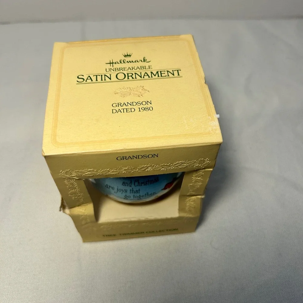 Hallmark Unbreakable Satin Ornament Grandson 1980‎ Tree Trim Collection Snowman
